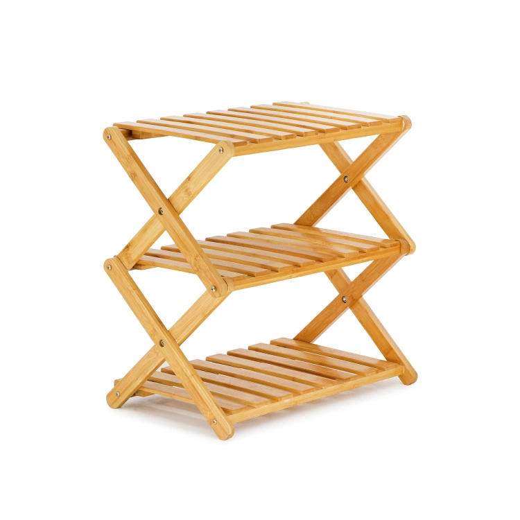 Factory Direct Bamboo Multilayer Bamboo Shoe Rack 3-Tier Bamboo Shelf Shoe Rack Bench