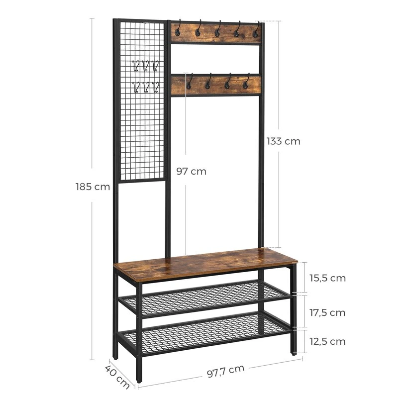 Modern 4-in-1 Design Hall Tree with Storage Bench Coat Rack for Floor Stand Entryway