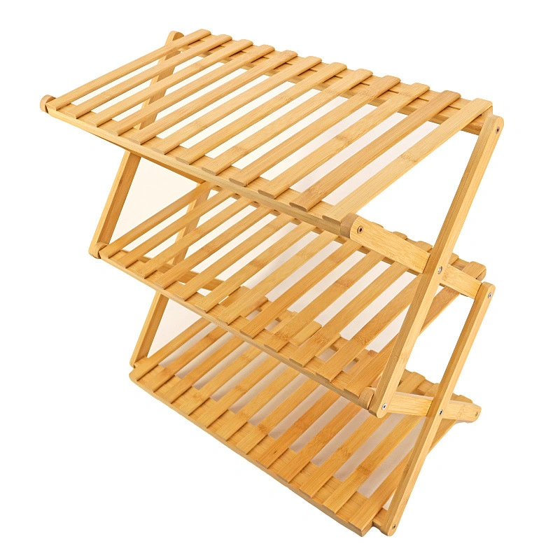 Factory Direct Bamboo Multilayer Bamboo Shoe Rack 3-Tier Bamboo Shelf Shoe Rack Bench