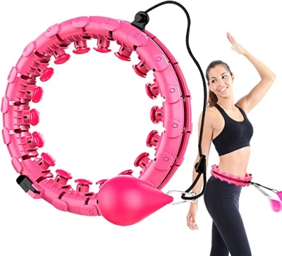 Elfsky Gewichteter Hula-Hoop-Reifen, Fitness-Hula-Hoop-Reifen für Erwachsene, 24 abnehmbare Knoten, verstellbares Gewicht, automatisch drehender Ball für, 2-in-1-Fitness-Gewichtsverlust bei Massage für Kinder/B